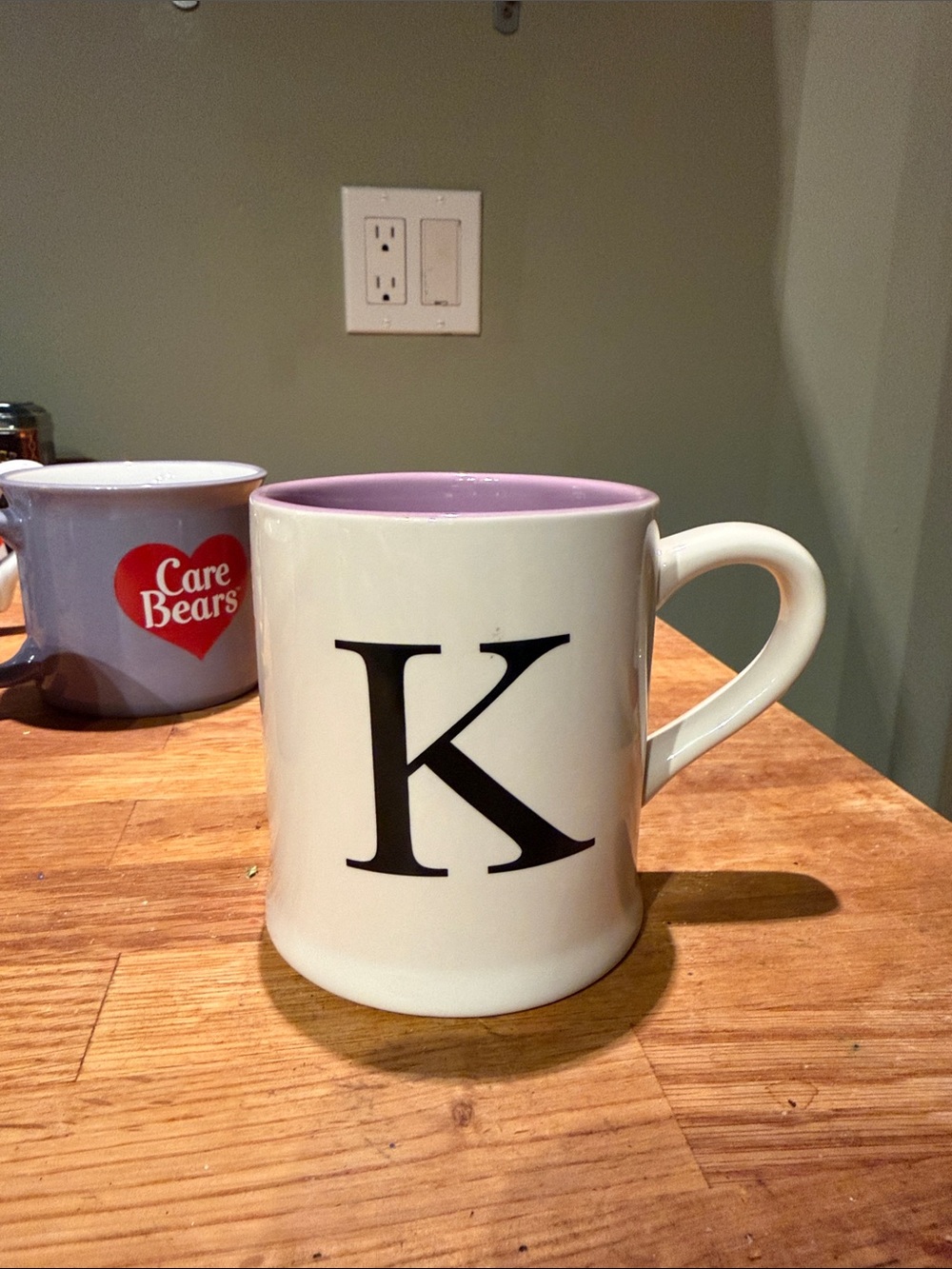 Indigo Monogram 'K' Ceramic Mug with Lavender Interior